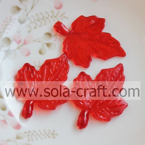 Clear Small Red Color Maple Leaves Plastic Beads for Pendant of Necklace