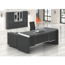 Factory Wholesale Black Modern Executive Desk Office Furniture Boss President Leather Executive Desk Black Glass Executive Desk