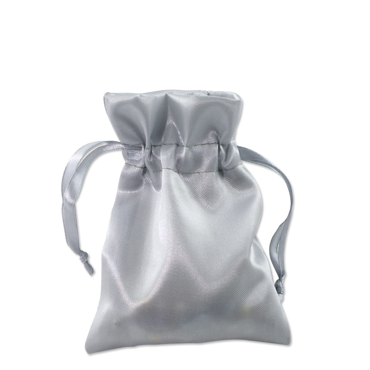 silver satin bag pouch