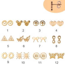 24K gold plated 316l surgical steel studex ear piercing studs earrings jewelry