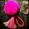 Porte-clé balle de cuir Tassel pendentif lapin Pom Pom pour femme