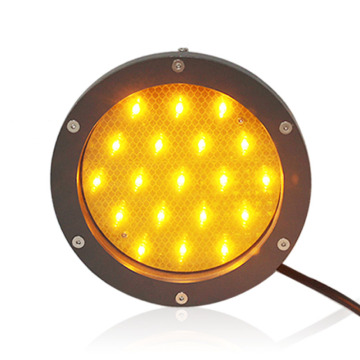 Foggy area yellow flashing solar traffic warning light