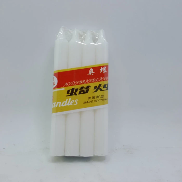 China Candle Making Decorative Spiritual White Plain Candle with Cellphane Pack