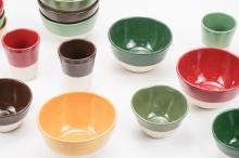 Single glaze stoneware dinner set - multi colors