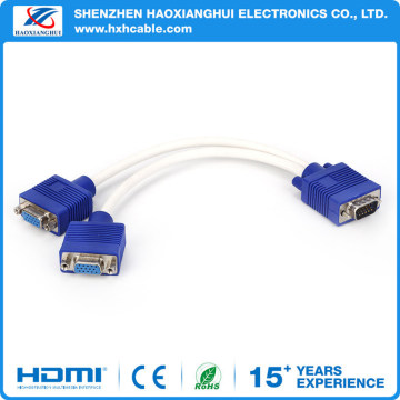 Good Quality VGA Plug to 2 VGA Jack Cable