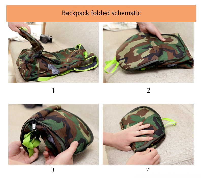 Foldable nylon camouflage travel backpack