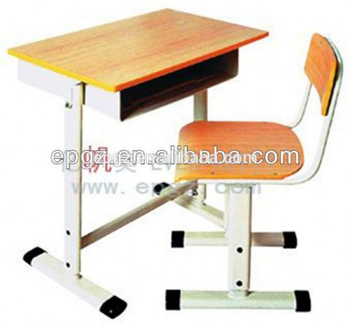 standard classroom desk and chair in wooden with adjustable function for school