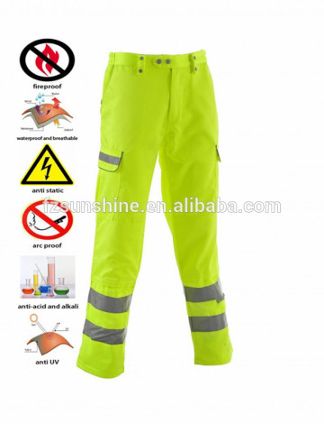 Waterproof Mens Fluorescent Pants with elastic waist