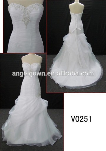 2015 polyester bridal sposa wedding dress/organza wedding dress