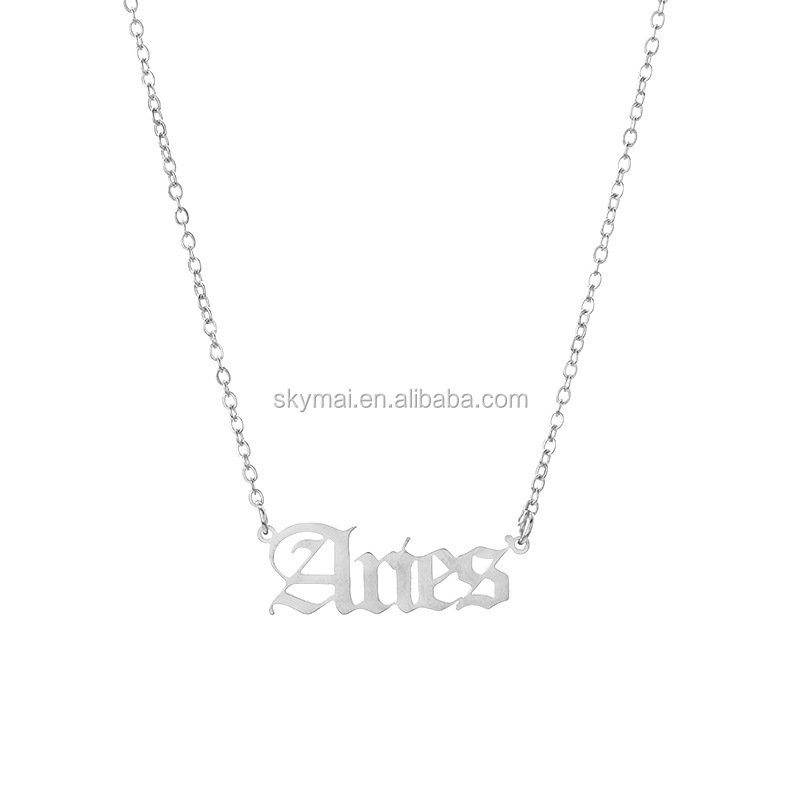 Personalized Stainless steel letter necklace,zodiac pendant necklace for women