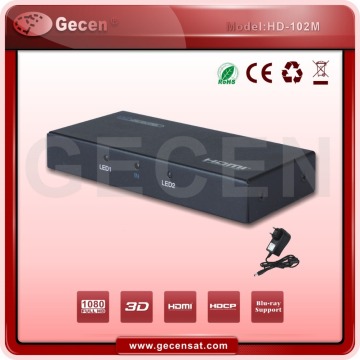 Gecen 1X2 2way H D M I Splitter H D M I 1.3 Model HD-102M