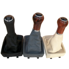 Wood Gear Shift Knob with Leather Lever Boot for VW Polo - OEM No: 6QI711113/6Q1711113F NGD