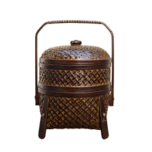Elegant Handcrafted Lacquer Bamboo Basket for Tea Party & Gift Packaging