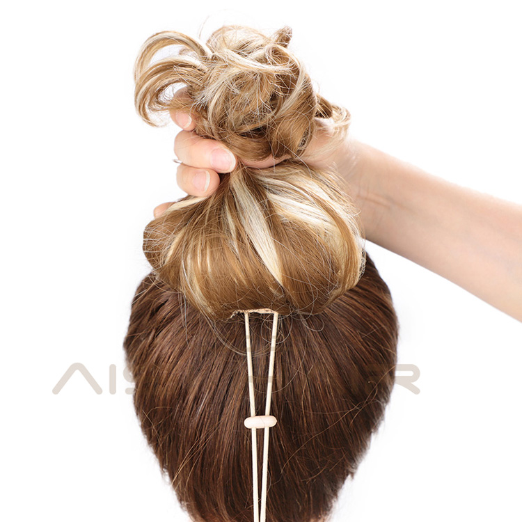 Aisi Hair Drawstring Ponytail Wrap Hairpieces Short Curly Clip In Ponytail Hair Extension Synthetic Hairpiece for Women