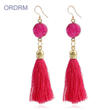 Big red drop tassel earrings buy online