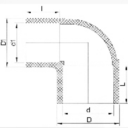 DIN PN10 Suministro de agua Upvc Codo reductor 90 °