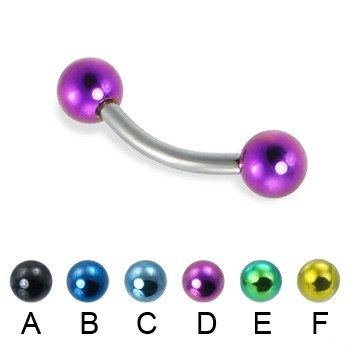 Titanium Curved Bent Barbell with Colored Balls