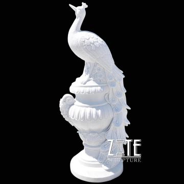 Cheap Outdoor Garden Decoration Flower Pots With White Marble Stone Peacock Statue