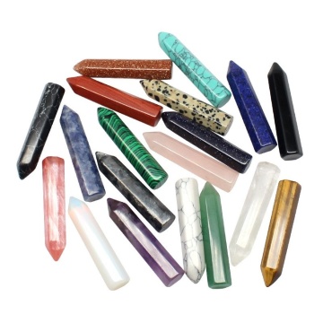 Gemstone 10X50MM Single Pointed Hexagonal Prism Beads No Hole Natural Stone Crystal Hexagon Beads Charm Point Beads