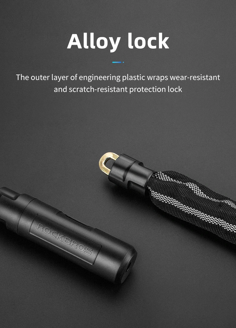 Bicycle Lock Zinc Alloy Durable Chain Motorcycle Anti-Theft Lock Reflective Multifunctional Durable