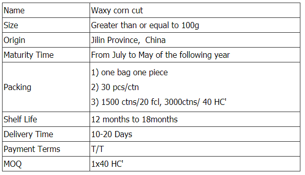 Coupe de maïs cireux Waxy Corn Cut