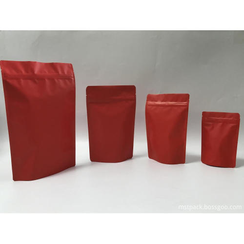 Matte Red Stand Up Ziplock Pouch All Size