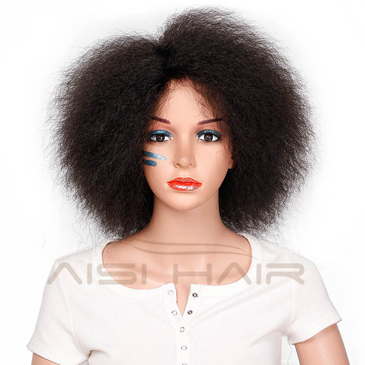 Dark Natural Black Synthetic Wig Kinky Curly Short Afro Wigs For Women Fluffy Wigs for African American