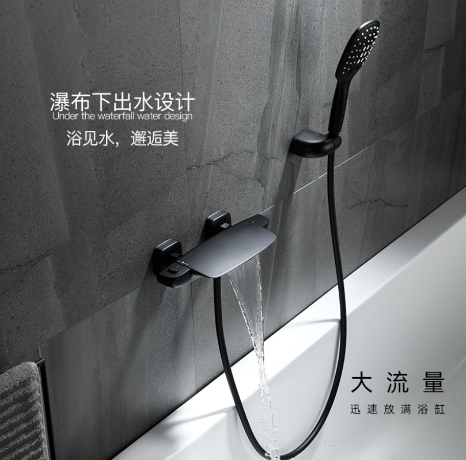 Najlepiej sprzedająca się moda mosiężna bateria łazienkowa bateria natryskowa do wanny kran wodospad wylewka bateria do wanny z prysznicem ręcznym