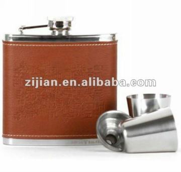 portable leather whisky wine hip flask