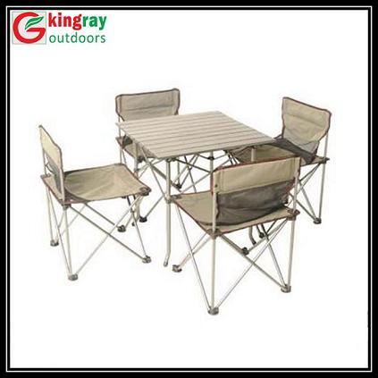 Folding camping table chair set