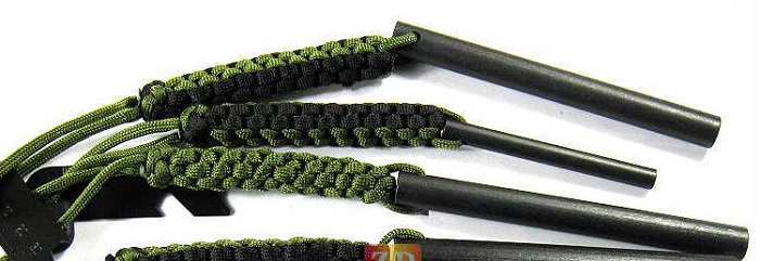 5 inch Emergency Magnesium Fire Starter Ferrocerium Ferro Rod with Knitted Paracordd Lanyard and Striker
