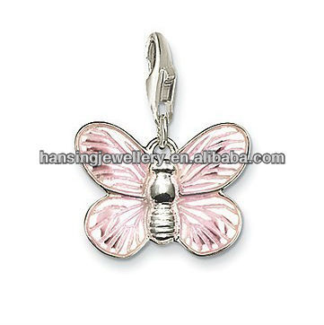 hot wholesale alloy beautiful Pink butterfly Charm