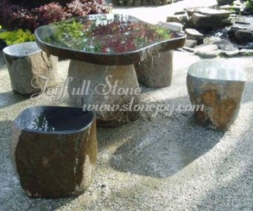 Basalt Table Set, 1 table and 4 seats