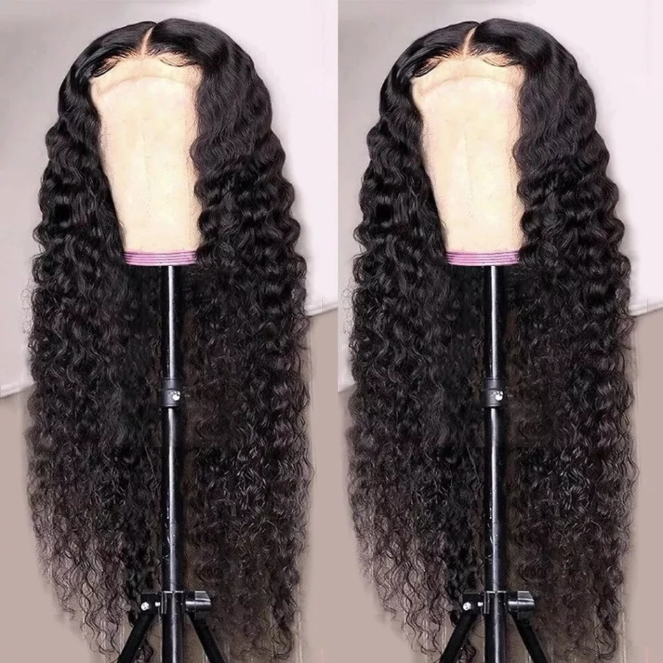 180% Deep Curly 5x5 Lace Closure Frontal Wig Human Hair Wigs For Black Women Transparent HD Pre plucked Frontal Wig Vendor