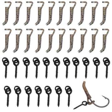 40Pcs Carp Fishing Tackle Including Carp Fishing Hook Sleeves Screw Peg With Ring Swivel Chod Rig Terminal Tackle Accessories