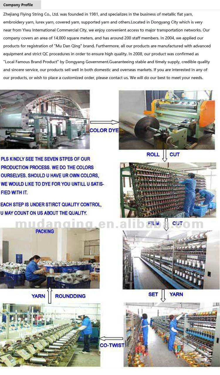 MH Type Rayon/Polyester Composition Of Lurex yarn China Factory Wholesale Nylon Metallic Yarn