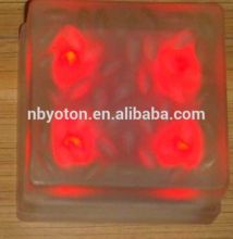 Glass Solar Brick Light with Red Color, Solar Garden Light