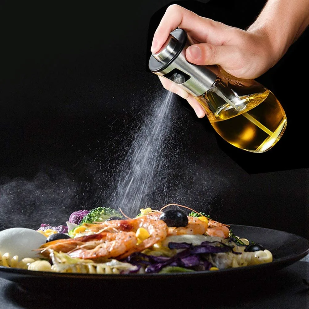 New Product Capacity Kitchen Cooking Oil Bottle Spray Vinegar Glass Bottle Stainless Steel Olive Oil Sprayer Bottle