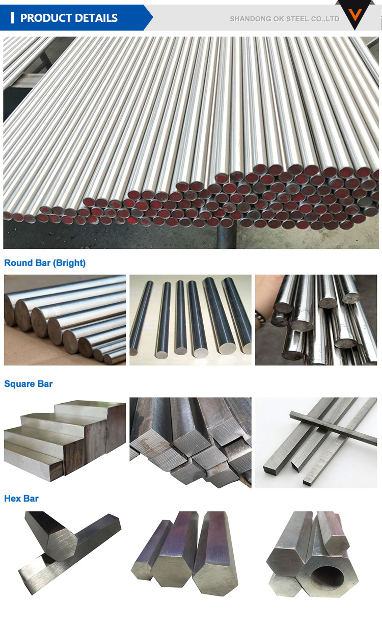 SS 316 stainless steel bar astm 304 201 steel round bar 2m 3m 6m metal rod