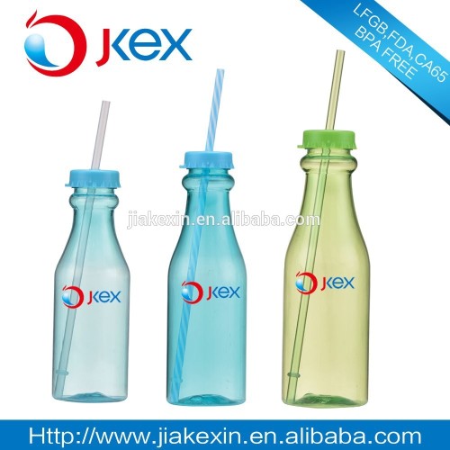 plastic mineral water bottle with straw