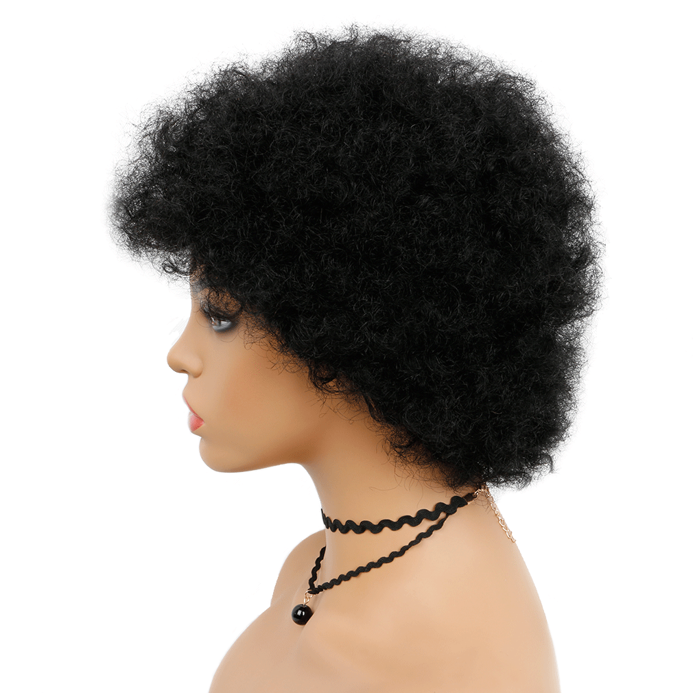 Top quality Brazilian glueless kinky afro short curly  Afro wig human hair wigs