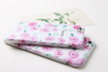 Fashionable fascinating romantic pink rose matte TPU phone case for iphone6 iphone6 plus