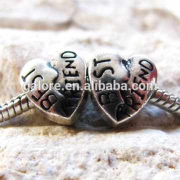 antiqued silver style large hole bead best friend bead