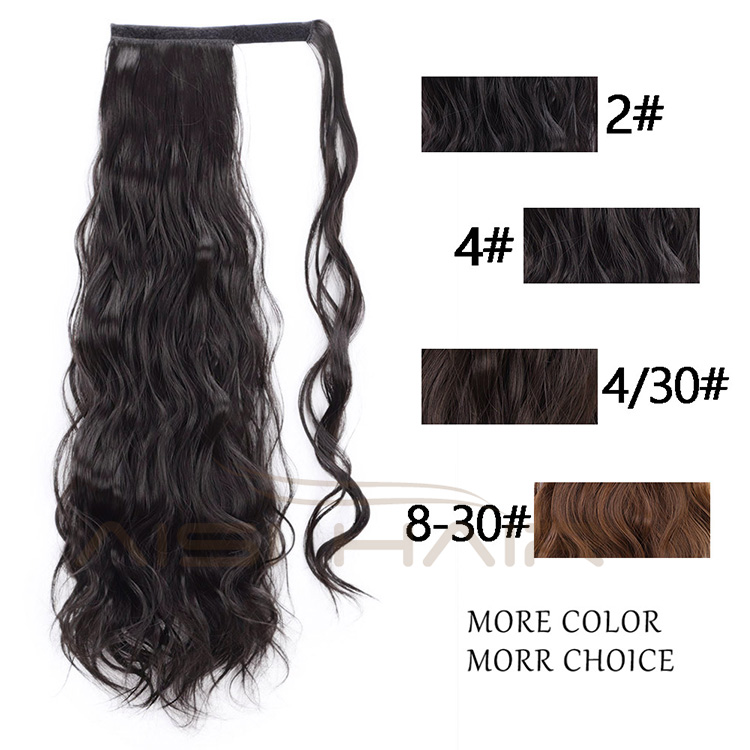 Aisi Hair Long Wavy Clip In Pony Tail Hair Extensions Wrap Around on High Temperature Fiber Synthetic Hair Pieces