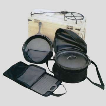 Pre-seasoned Cast Iron Camp Oven Set