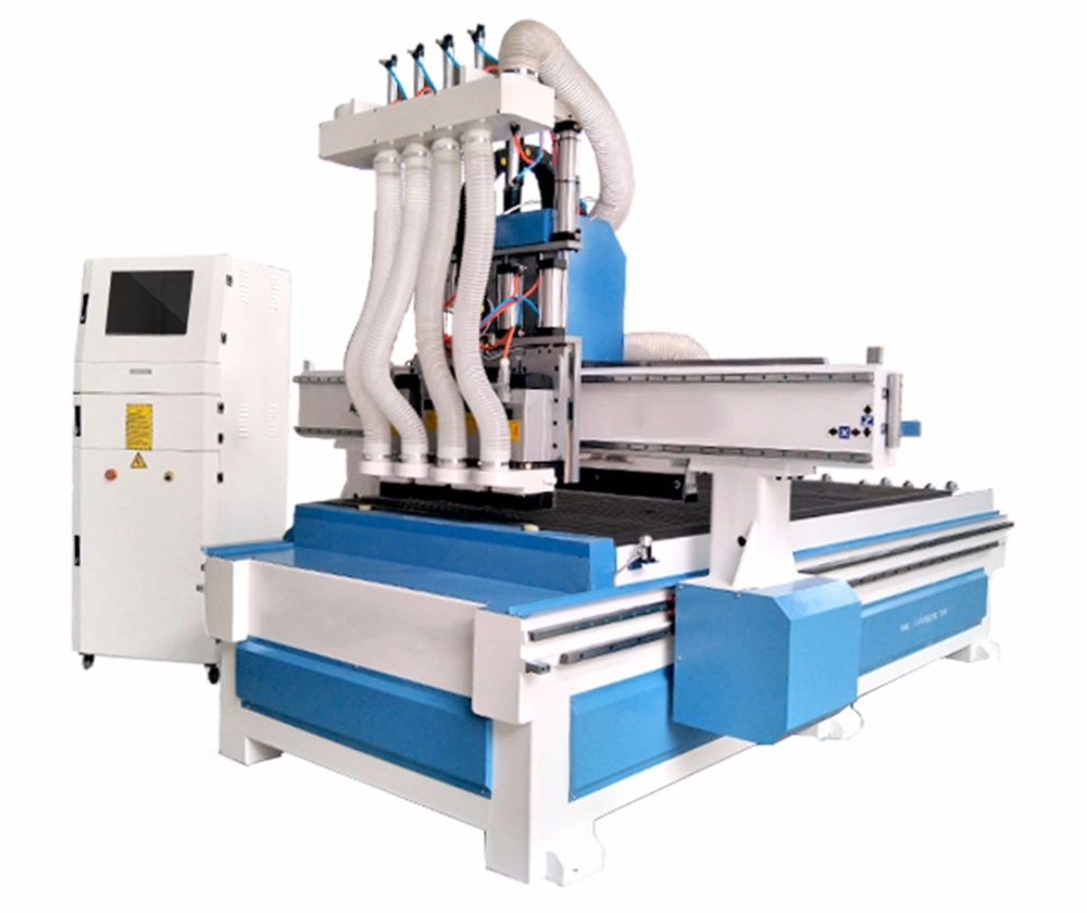 Vacuum Table Pneumatic Cylinder 4 Spindles Auto Tool Changer CNC Router 1325 CNC Router Machine