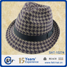 fashion woolen printed trilby hat, pure wool felt gentle hat