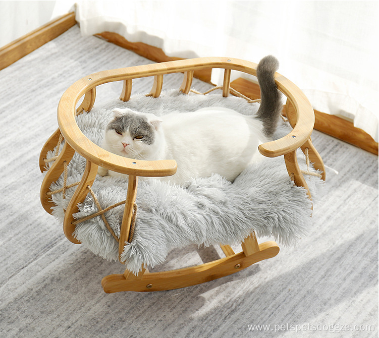 Nordic Style Rocking Wooden Swing Hammock Cat Bed