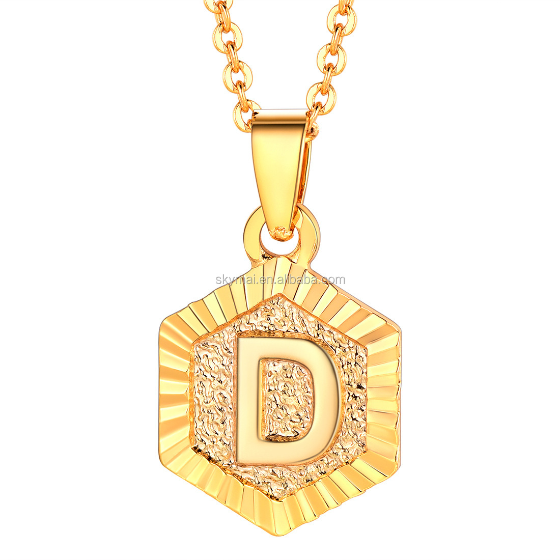 Stainless steel gold Letter necklace initial letter pendant necklace