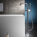 Brass floor-mount bath faucet